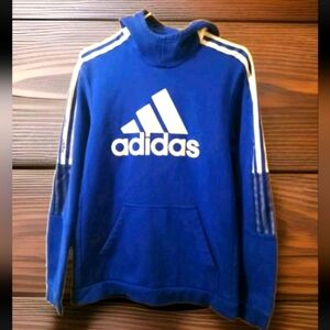 Adidas Women's M Blue White Logo Unisex hoodie Sweatshirt